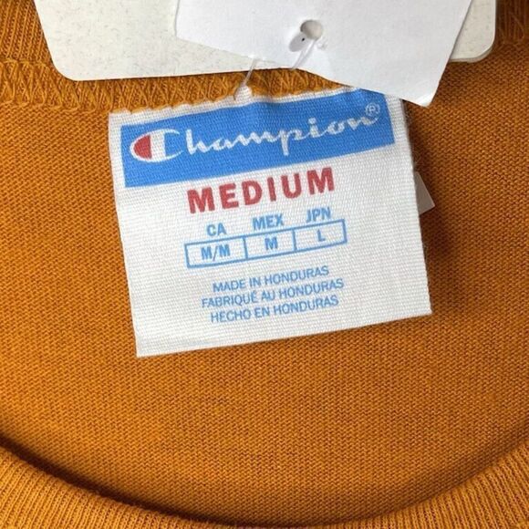 CHAMPION Mens Big-C Floss Embroidered Orange T-Shirt NEW Cotton Tee Medium M - Picture 6 of 7